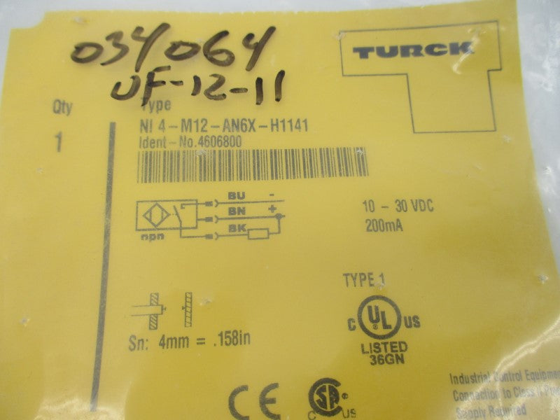 TURCK NI4-M12-AN6X-H1141 4606800 10-30VDC NSMP