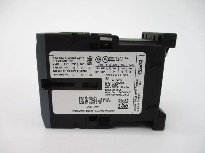 SIEMENS 3RT2015-1KB41 17-30VDC 20A NSMP