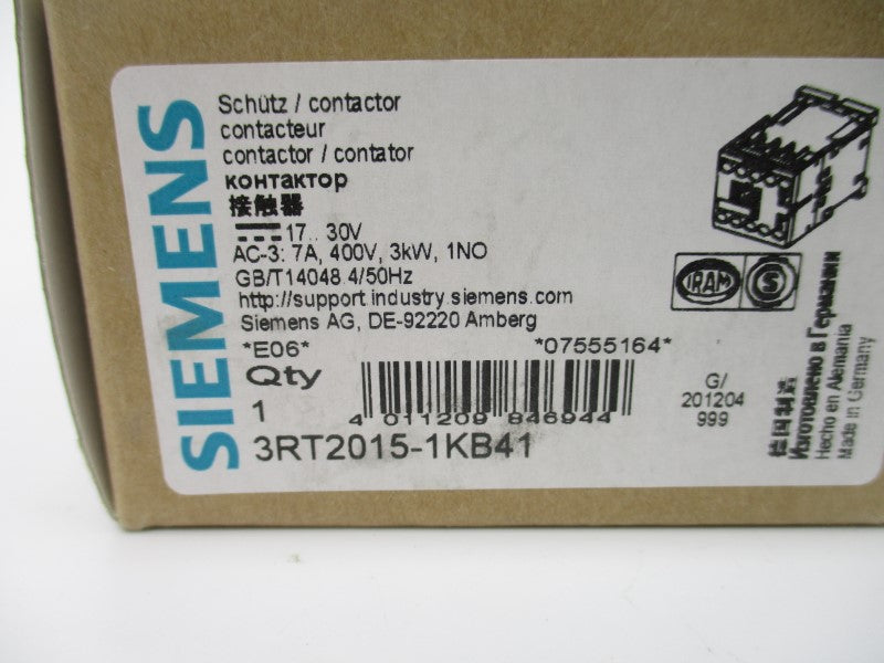 SIEMENS 3RT2015-1KB41 17-30VDC 20A NSMP
