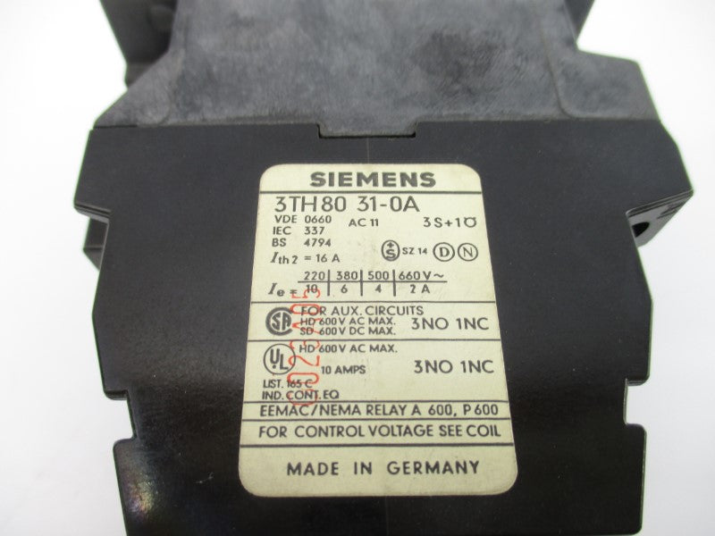 SIEMENS 3TH8031-0A 110V 16A NSNP