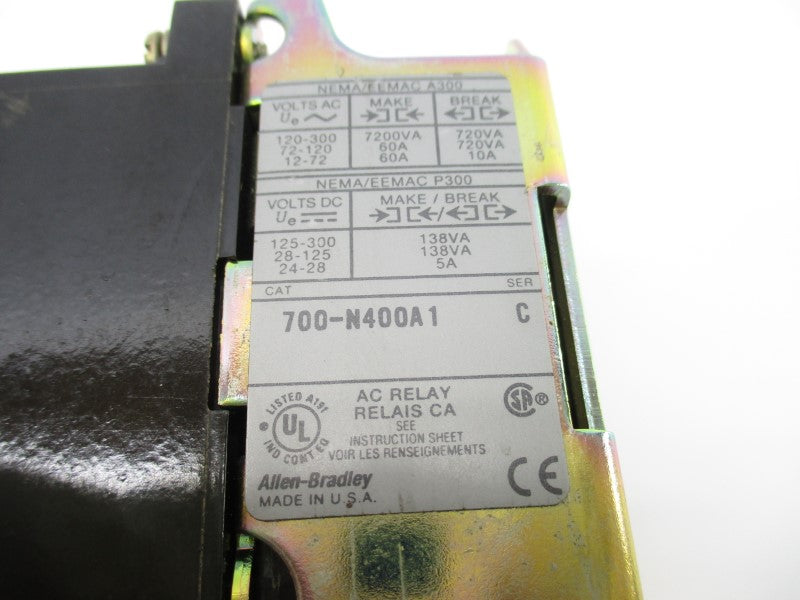 ALLEN BRADLEY 700-N400A1 SER. C 110/120V 60A (AS PICTURED) NSNP