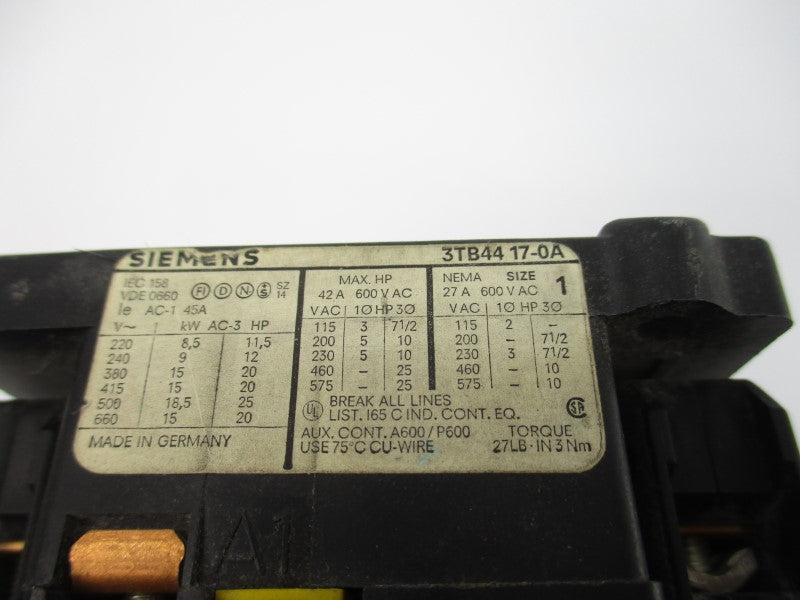 SIEMENS 3TB4417-0A 110/120V 45A NSNP