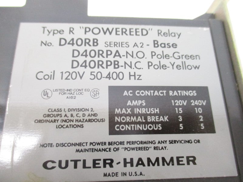 CUTLER HAMMER D40RB SER. A2 120V 5A NSNP