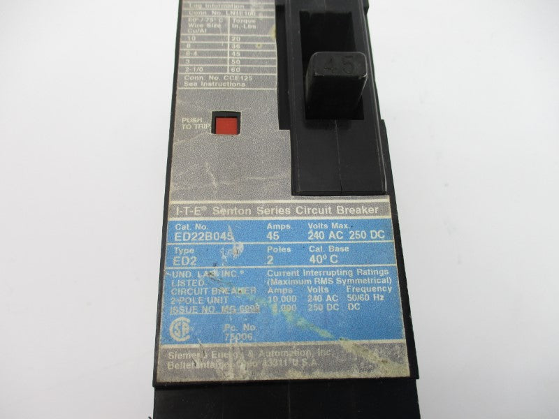 SIEMENS ED22B045 240VAC 45A UNMP