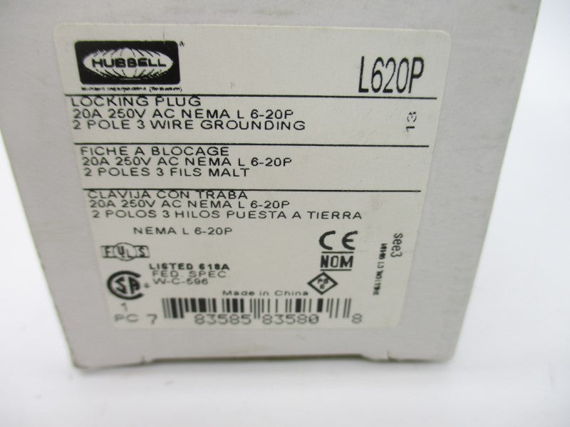 HUBBELL L620P 250V 20A NSMP