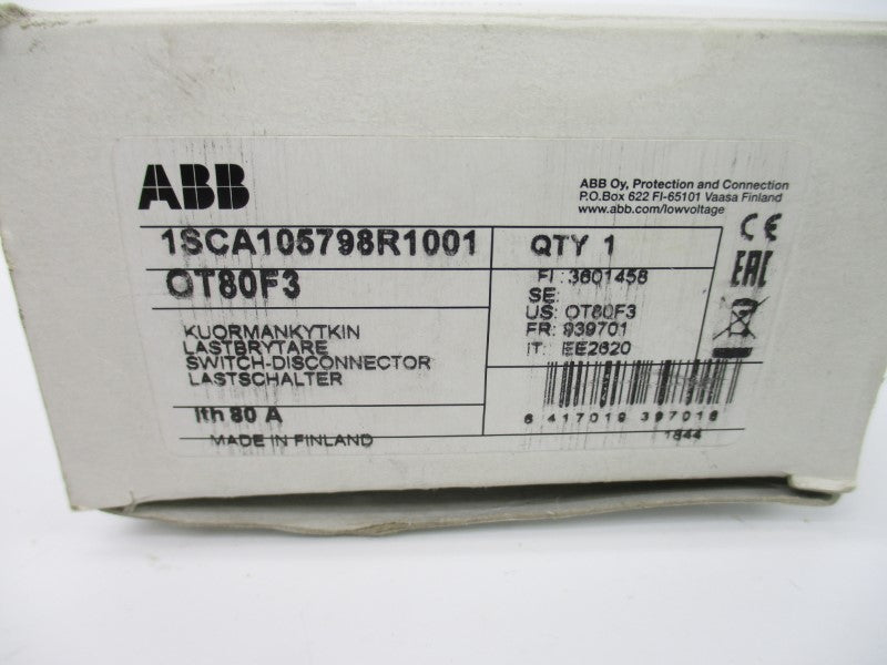 ABB OT80F3 1SCA105798R1001 600VAC 80A NSMP