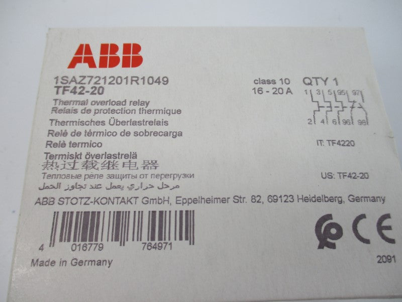 ABB TF42-20 1SAZ721201R1049 690VAC 16-20A NSMP