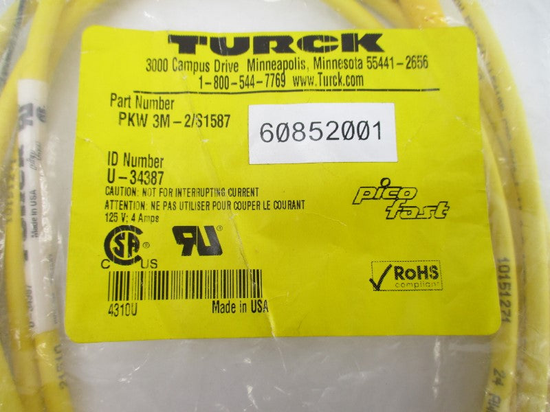TURCK PKW3M-2/S1587 U-34387 125V 4A NSMP
