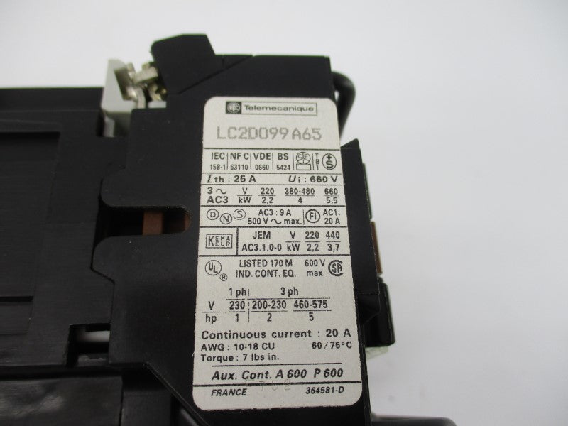 TELEMECANIQUE LC2D099A65 110-120V 25A NSNP