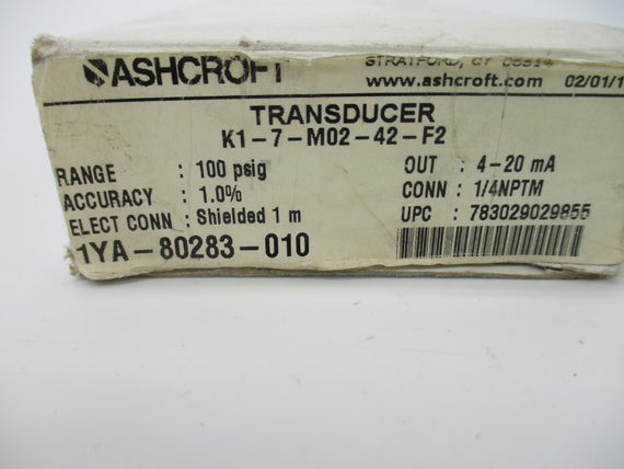 ASHCROFT K1-7-M02-42-F2 10-36VDC 100PSI NSMP