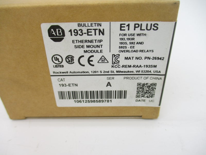 ALLEN BRADLEY 193-ETN SER. A F/W 1.02 240VAC (BR/WH) NSMP