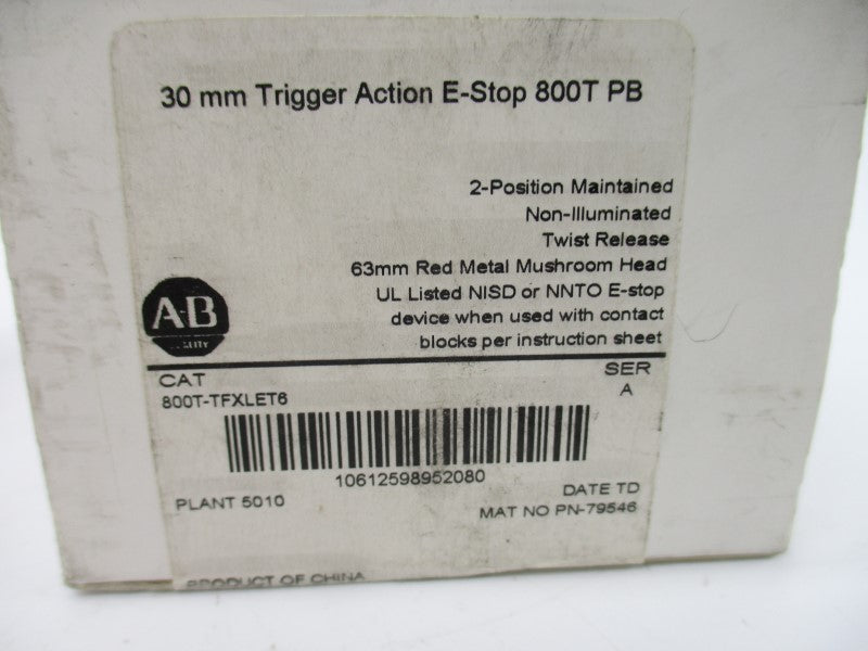 ALLEN BRADLEY 800T-TFXLET6 SER. A (WH) NSMP