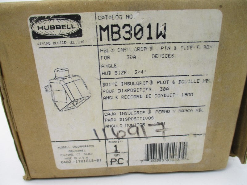 HUBBELL MB301W 30A 3/4" NSMP