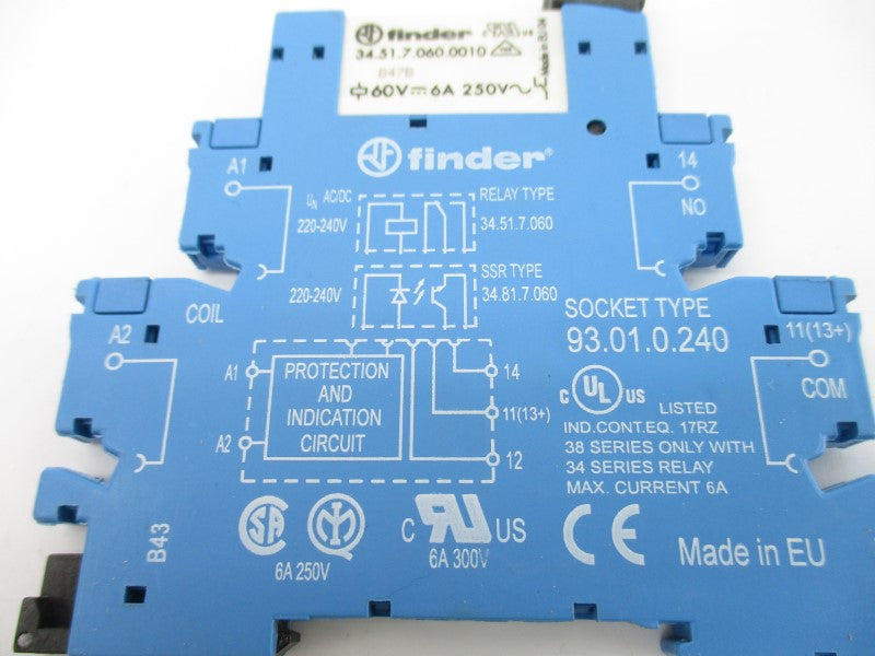 FINDER 34.51.7.060.0010 W/ 93.01.0.240 60V 6A NSNP