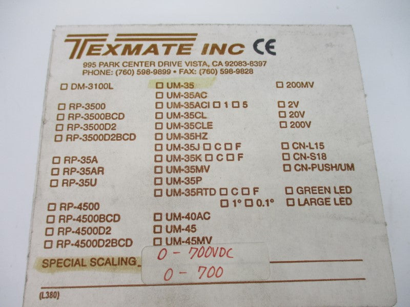 TEXMATE UM-35 0-700VDC NSMP