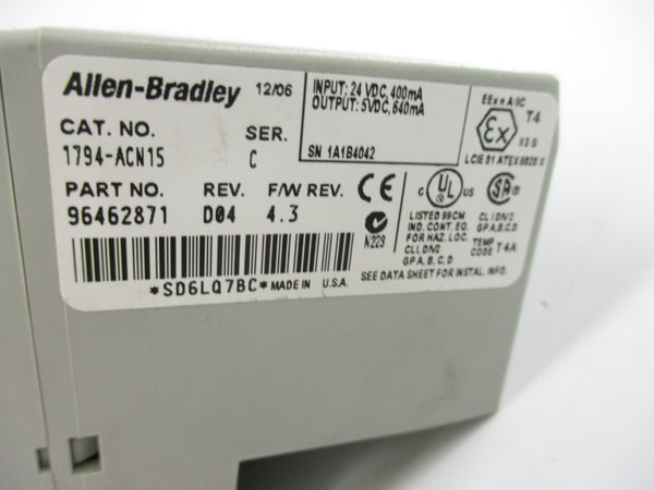 ALLEN BRADLEY 1794-ACN15 SER. C F/W 4.3 24VDC REV. D04 NSNP