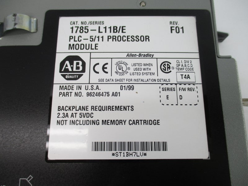 ALLEN BRADLEY 1785-L11B SER. E F/W D 5VDC 2.3A REV. F01 UNMP
