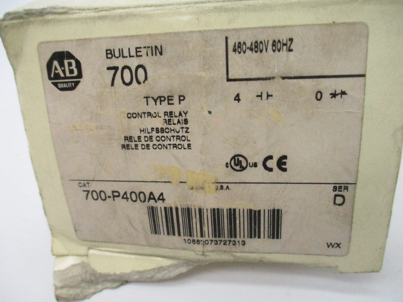 ALLEN BRADLEY 700-P400A4 SER. D 460-480V 10A (WH) NSMP