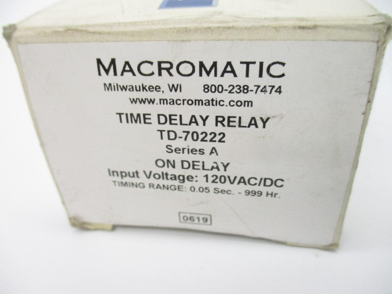 MACROMATIC TD-70222 SER. A 120VAC/DC 10A 0.05S-999HR NSMP