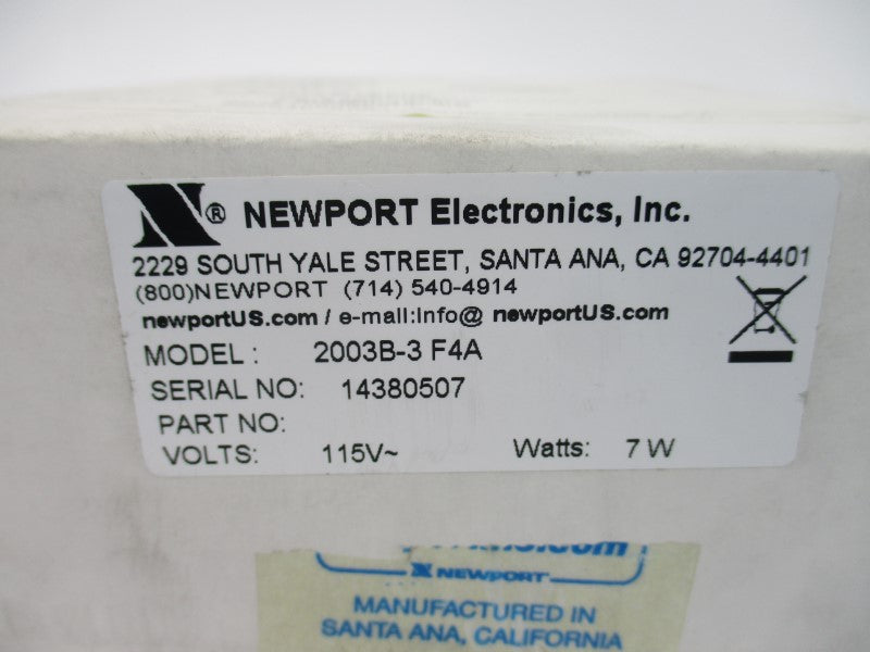 NEWPORT ELECTRONICS 2003B-3F4A 115V NSMP
