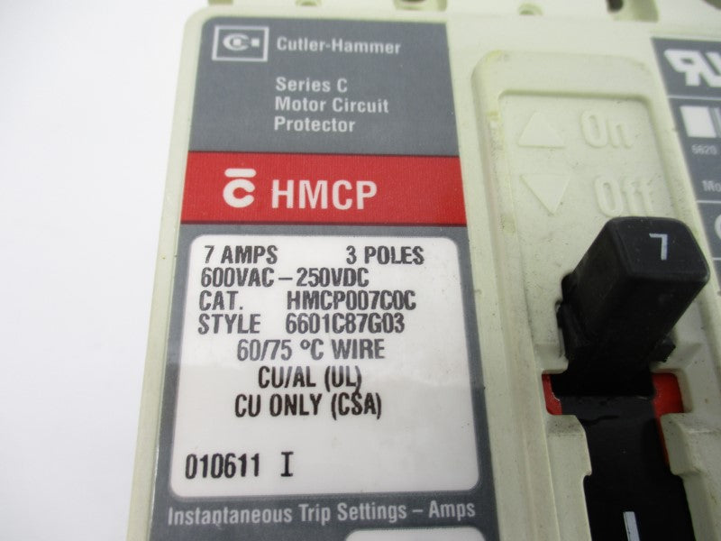 CUTLER HAMMER HMCP007C0C SER. C 600VAC 7A UNMP