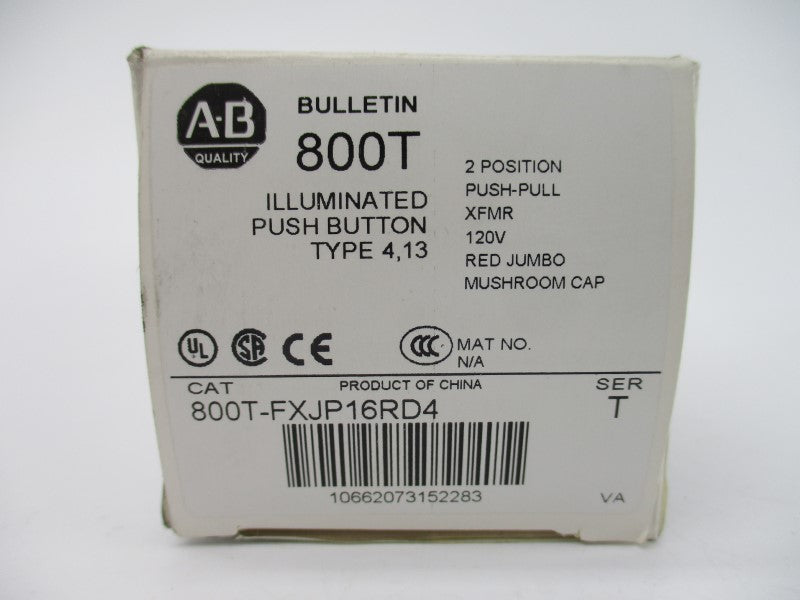 ALLEN BRADLEY 800T-FXJP16RD4 SER. T 120V (WH) NSMP