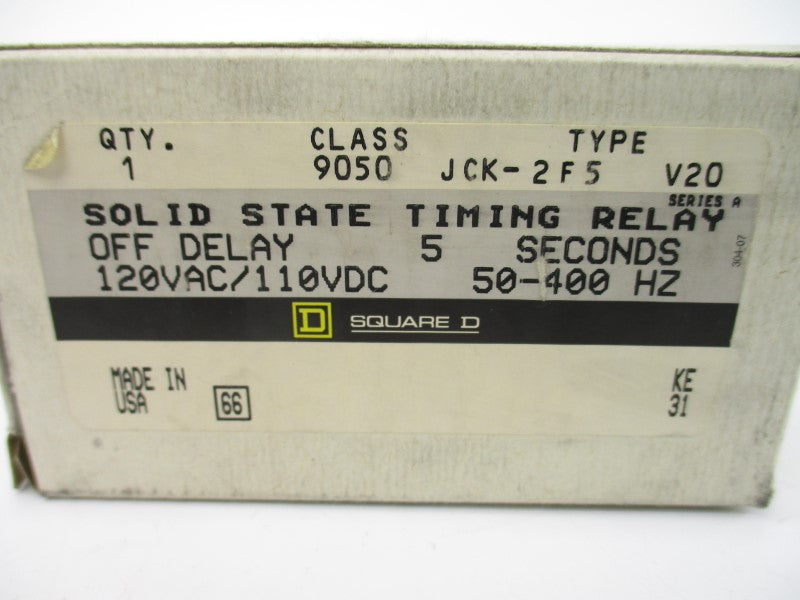 SQUARE D 9050JCK-2F5V20 SER. A 120VAC 10A 5S NSMP