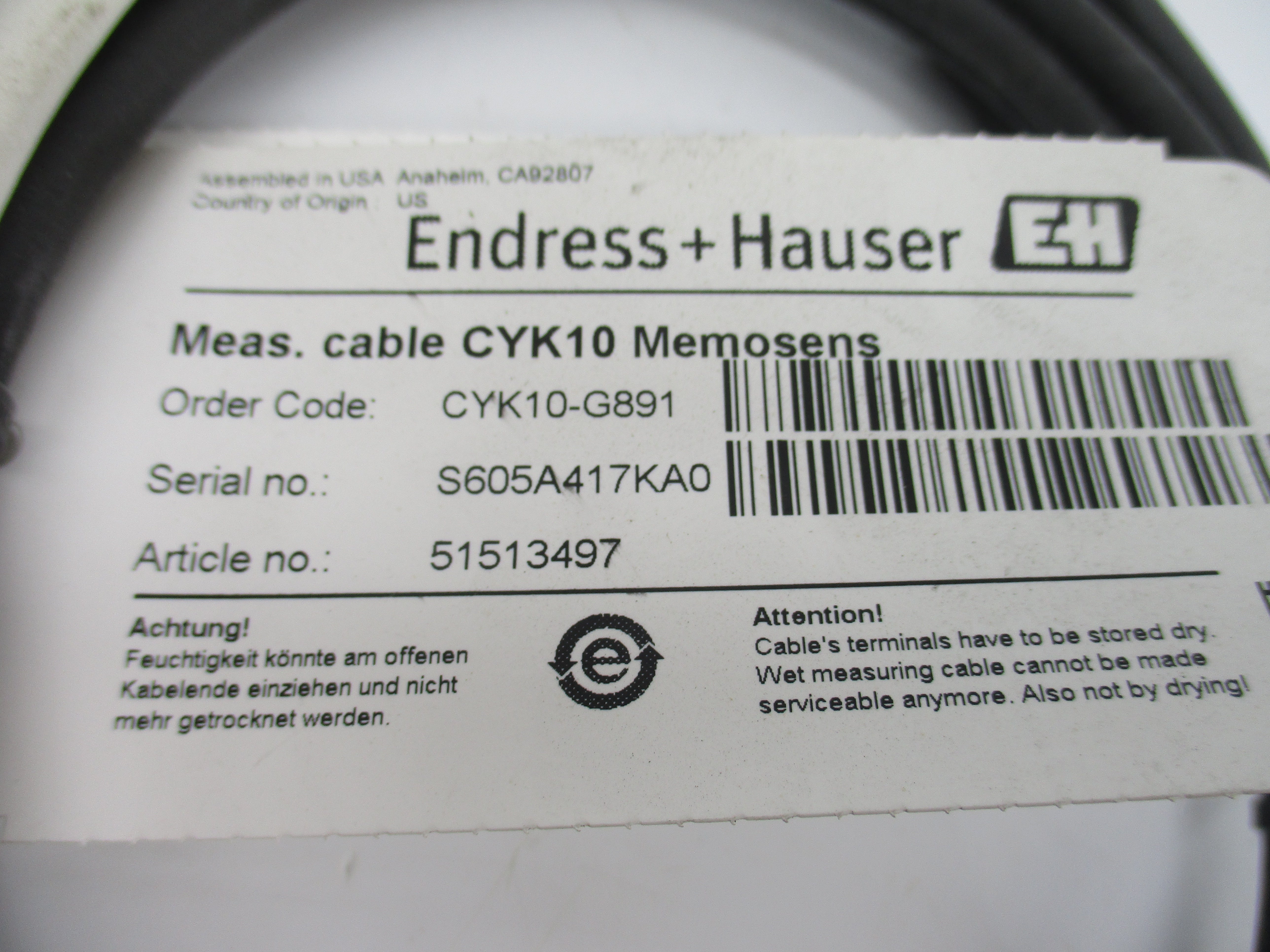 ENDRESS+HAUSER CYK10-G891 NSNP