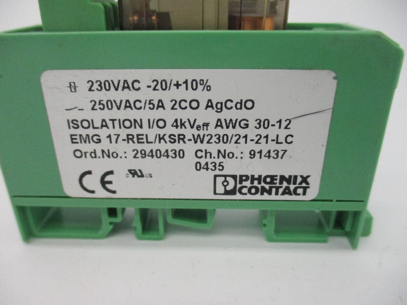 PHOENIX CONTACT EMG17-REL/KSR-W230/21-21-LC 2940430 250VAC 5A NSNP
