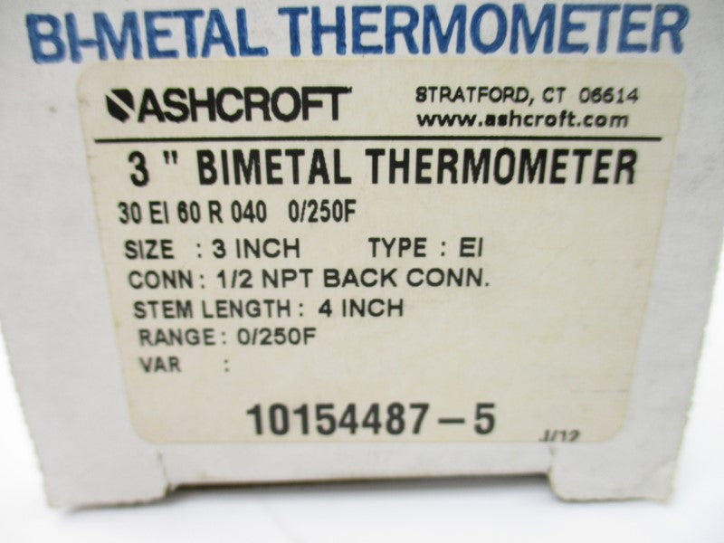ASHCROFT 30EI60R0400/250F 0/250F 3" NSMP