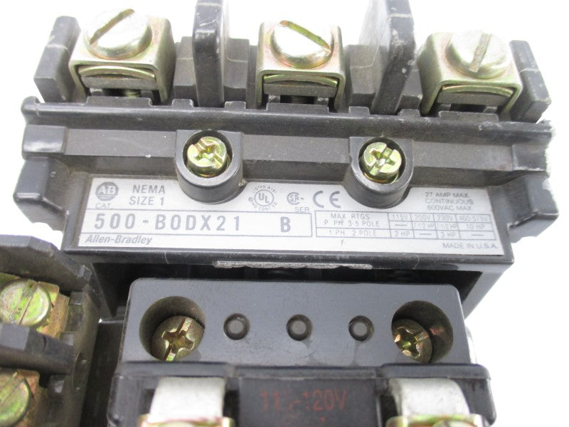 ALLEN BRADLEY 500-BODX21 SER. B 110/115-120V 27A (AS PICTURED) NSNP