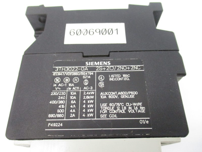 SIEMENS 3TH3022-0A 24V 10A NSNP