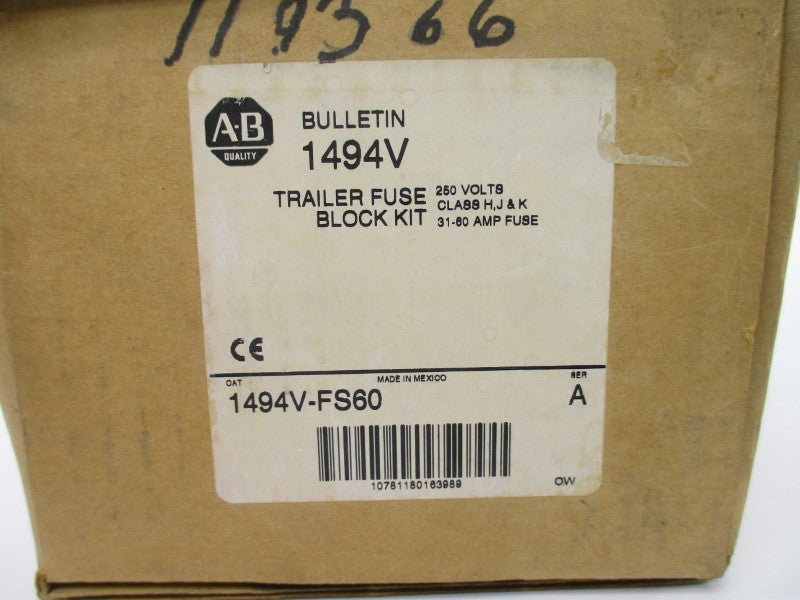 ALLEN BRADLEY 1494V-FS60 SER. A 600V 60A (PKG OF 2) (BR/WH) NSMP