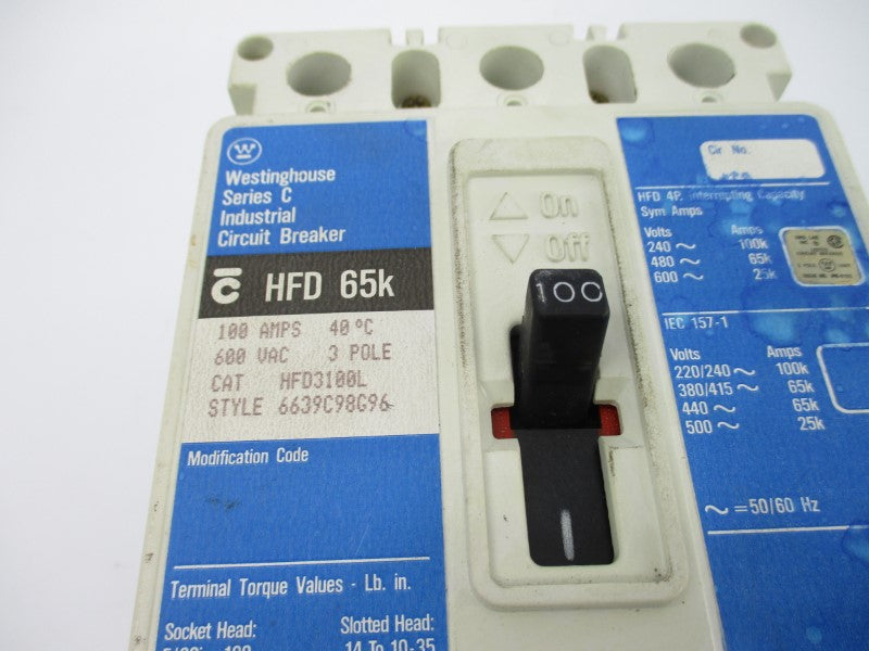 WESTINGHOUSE HFD3100L SER. C 600VAC 100A NSNP
