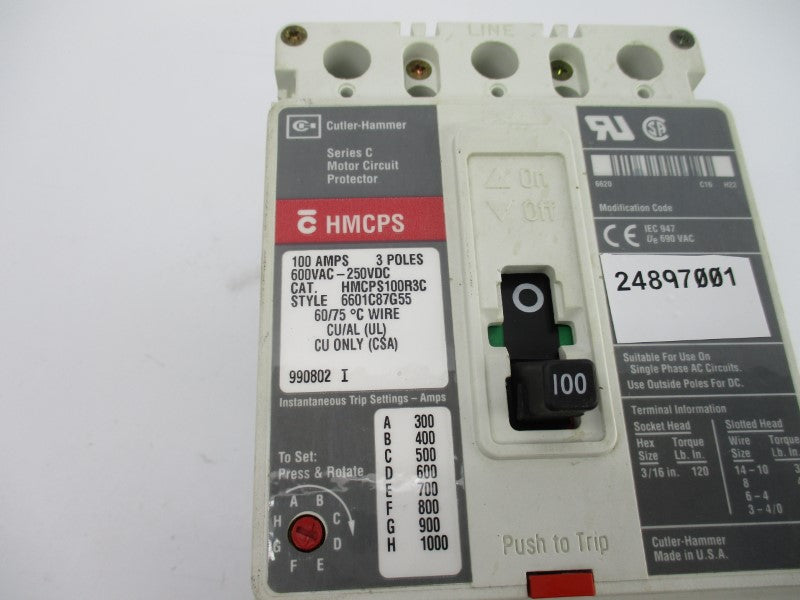 CUTLER HAMMER HMCPS100R3C SER. C 600VAC 100A NSNP