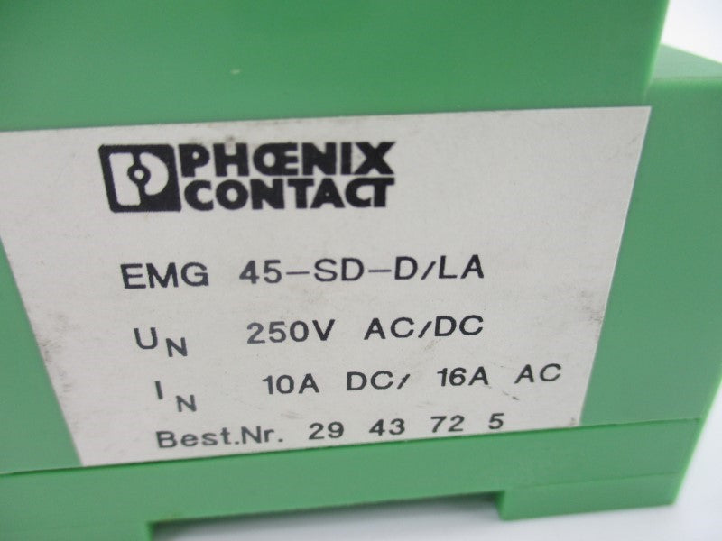 PHOENIX CONTACT EMG45-SD-D/LA 2943725 250VAC/DC 16A NSNP