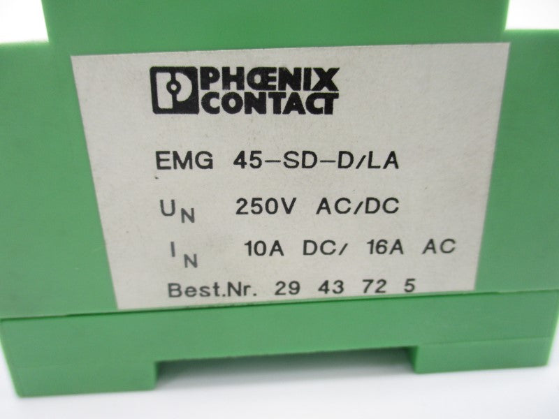 PHOENIX CONTACT EMG45-SD-D/LA 2943725 250VAC/DC 16A UNMP