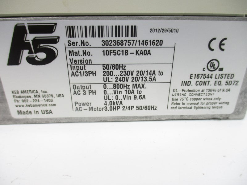 KEB 10F5C1B-KA0A 200-230V 14/20A UNMP