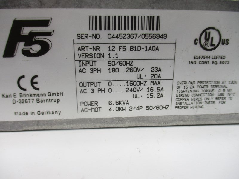 KEB 12.F5.B1D-1A0A 180-260V 23A UNMP