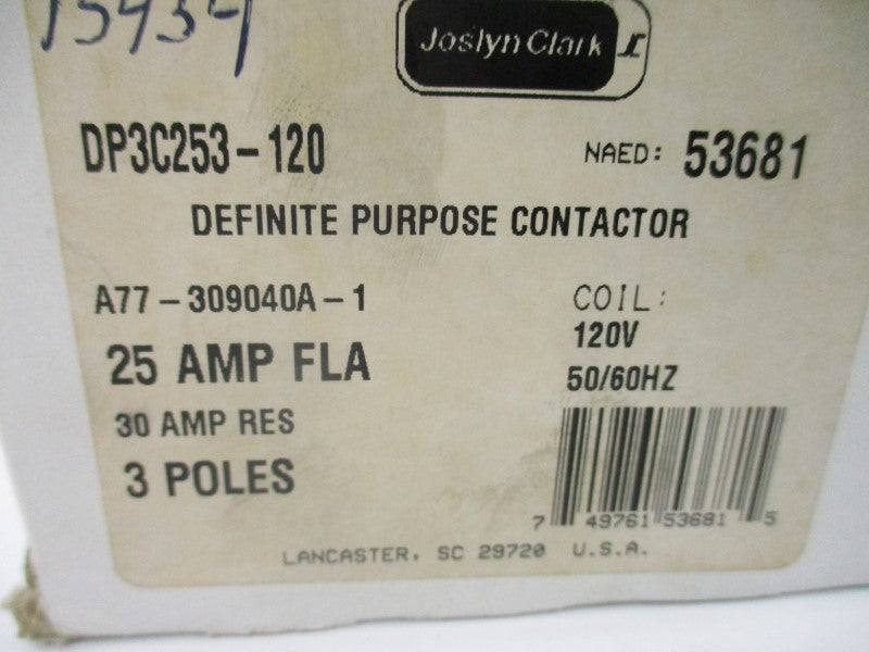 JOSLYN CLARK DP3C253-120 A77-309040A-1 120V 30A NSMP