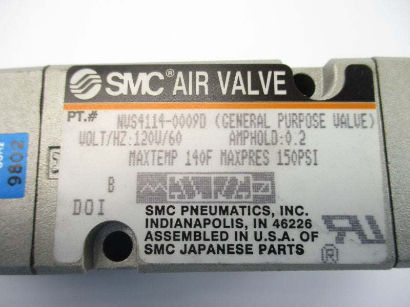 SMC NVS4114-0009D 120V 0.2A 150PSI NSNP