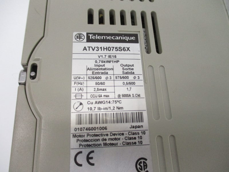 TELEMECANIQUE ATV31H075S6X 525/600VAC 2.8A UNMP