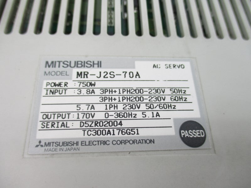 MITSUBISHI MR-J2S-70A 200-230V 3.8/5.7A UNMP
