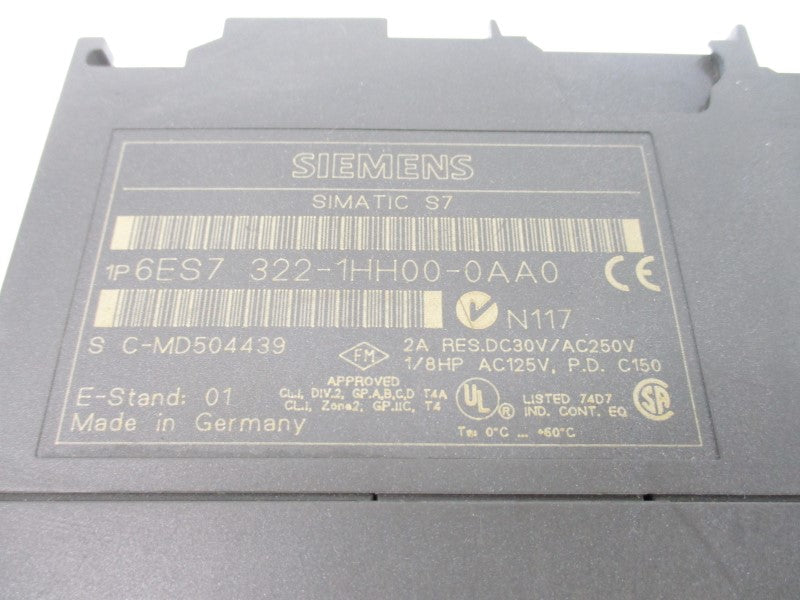 SIEMENS 6ES7322-1HH00-0AA0 125VAC 2A (AS PICTURED) NSNP