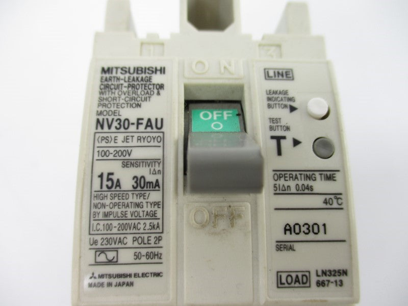 MITSUBISHI NV30-FAU2P15A30 240VAC 15A (AS PCITURED) NSNP