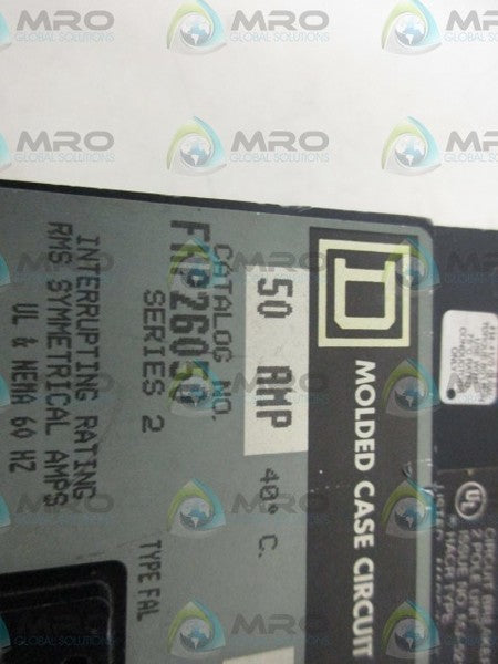 SQUARE D FHP26050 50AMP MOLD CASE CIRCUIT BREAKER UNMP