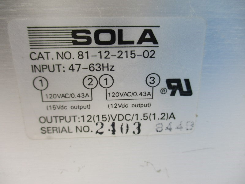 SOLA 81-12-215-02 120VAC 0.43A  NSNP