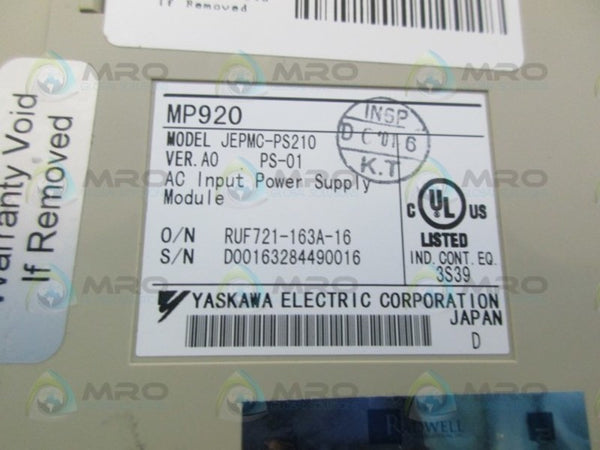 YASKAWA JEPMC-PS210 AC INPUT POWER SUPPLY MODULE UNMP