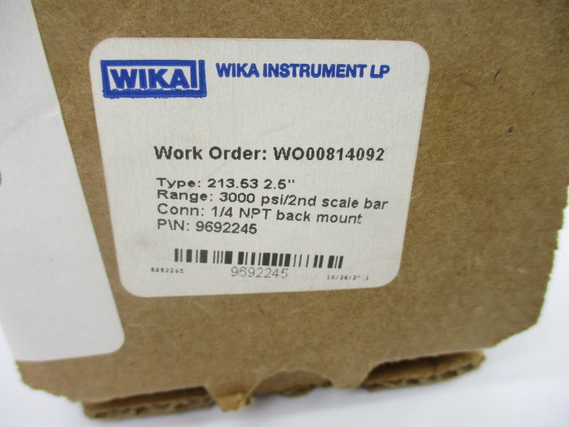 WIKA 9692245 3000PSI 2.5" NSMP