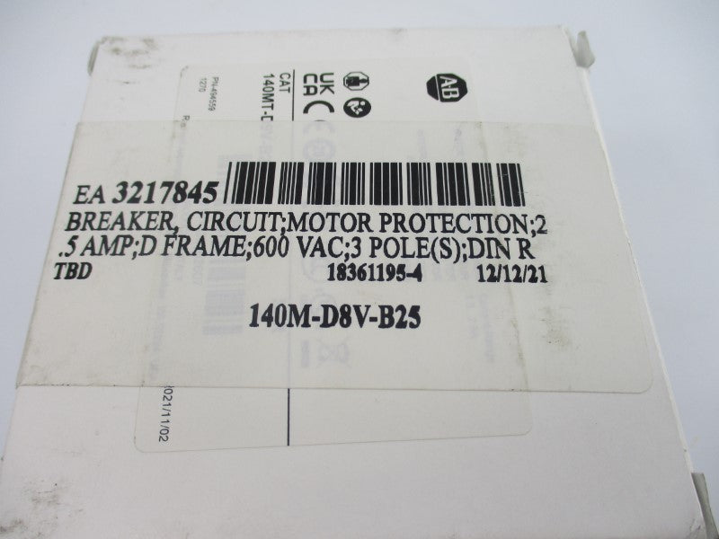 ALLEN BRADLEY 140MT-D9V-B25 SER. A 690V 1.6-2.5A NSMP
